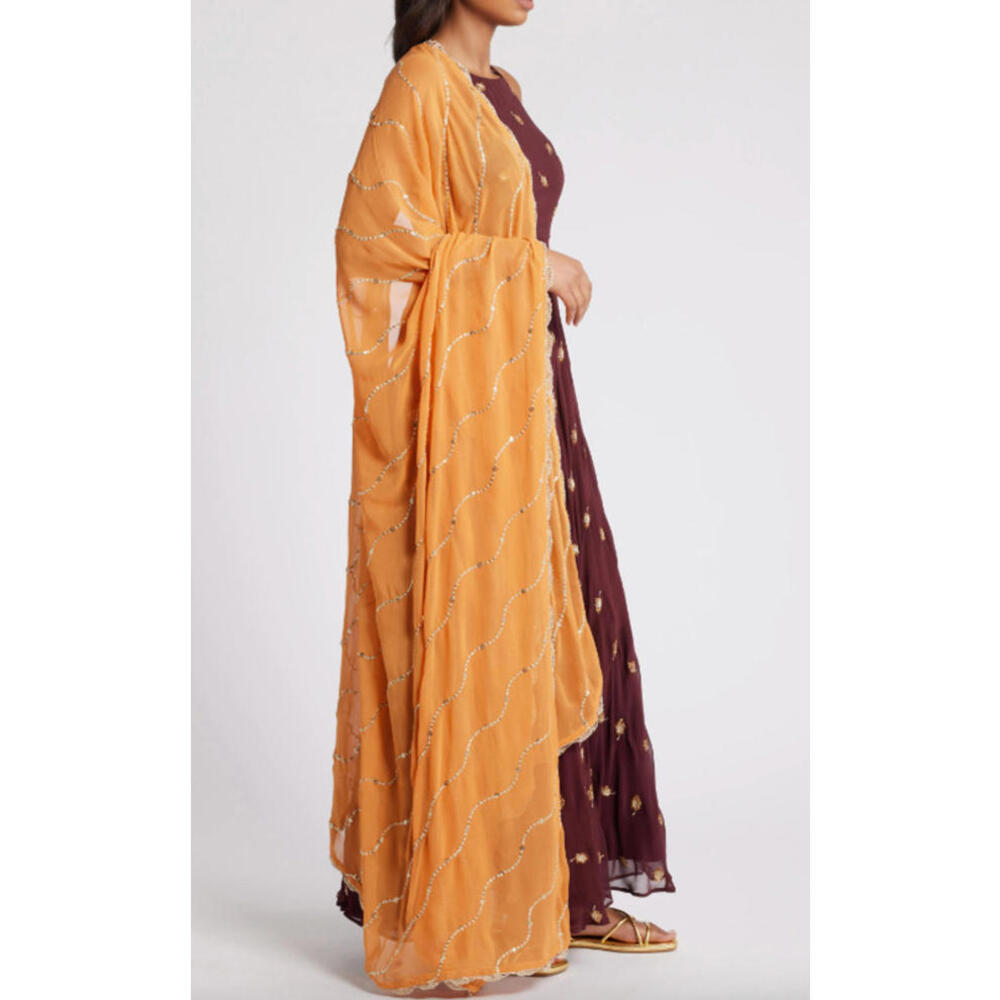Sani Anjali Metallic Embroidered Nila Anarkali with Dupatta Size M #MD564 - Picture 2 of 12